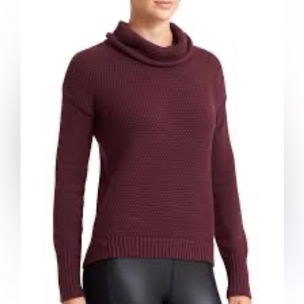 ATHLETA Breckenridge Burgundy Red Sweater Pullover Cowl Turtleneck Knit Medium